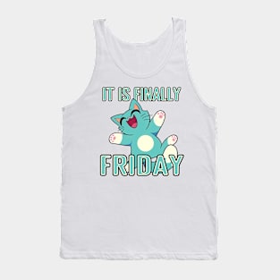 Cartoon Cat - Finally Friday Tank Top